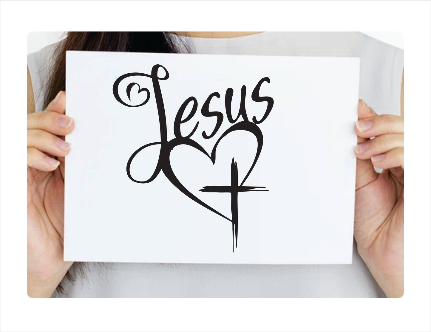 Jesus Hearts Black Vinyl Decal Sticker