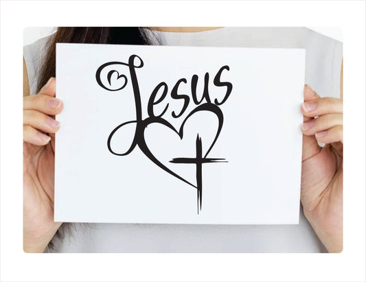Jesus Hearts Black Vinyl Decal Sticker
