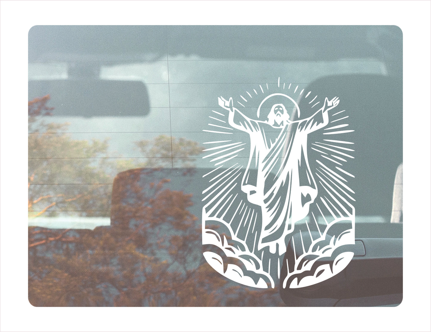 Ascension of Jesus White Vinyl Decal Sticker