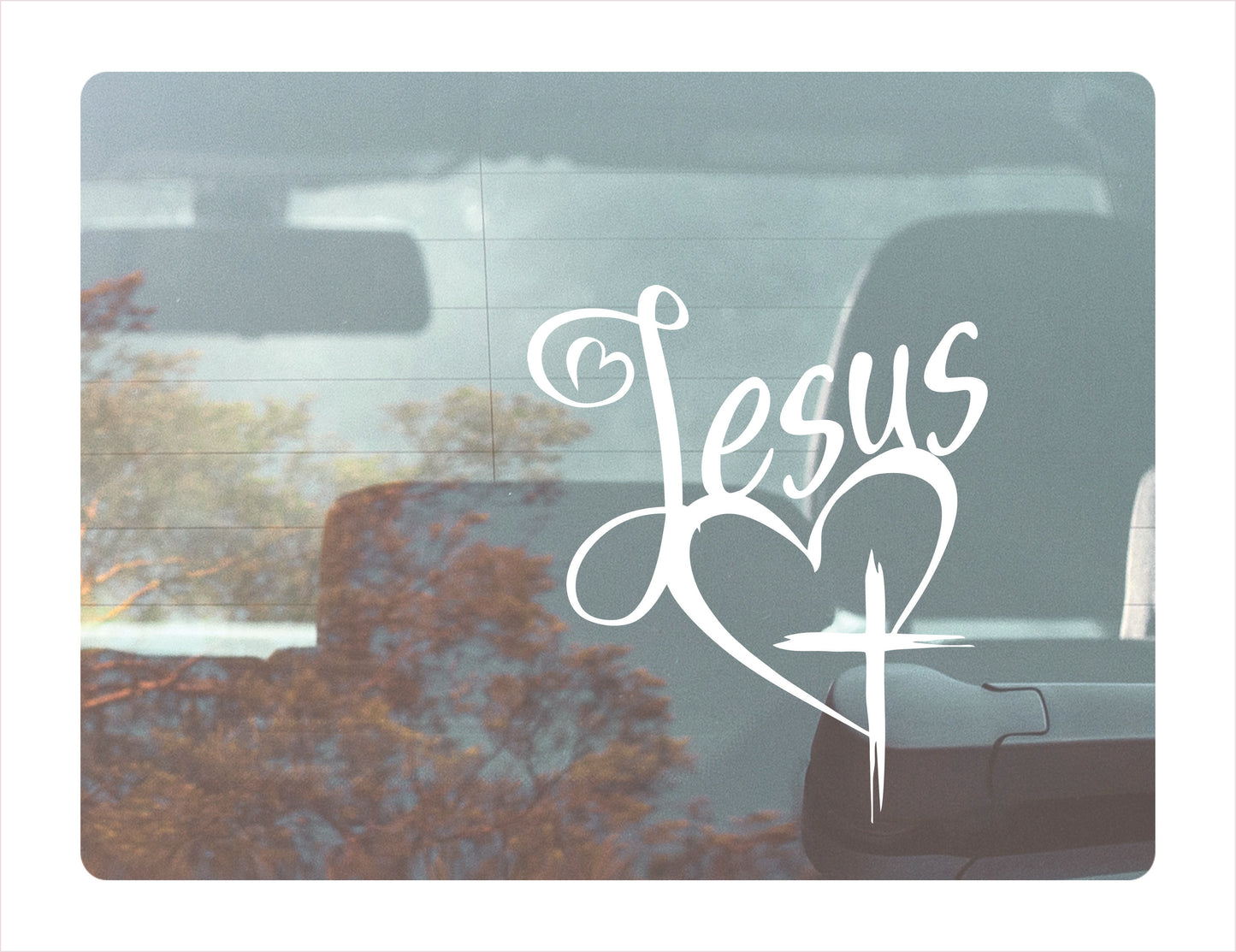 Jesus Hearts White Vinyl Decal Sticker