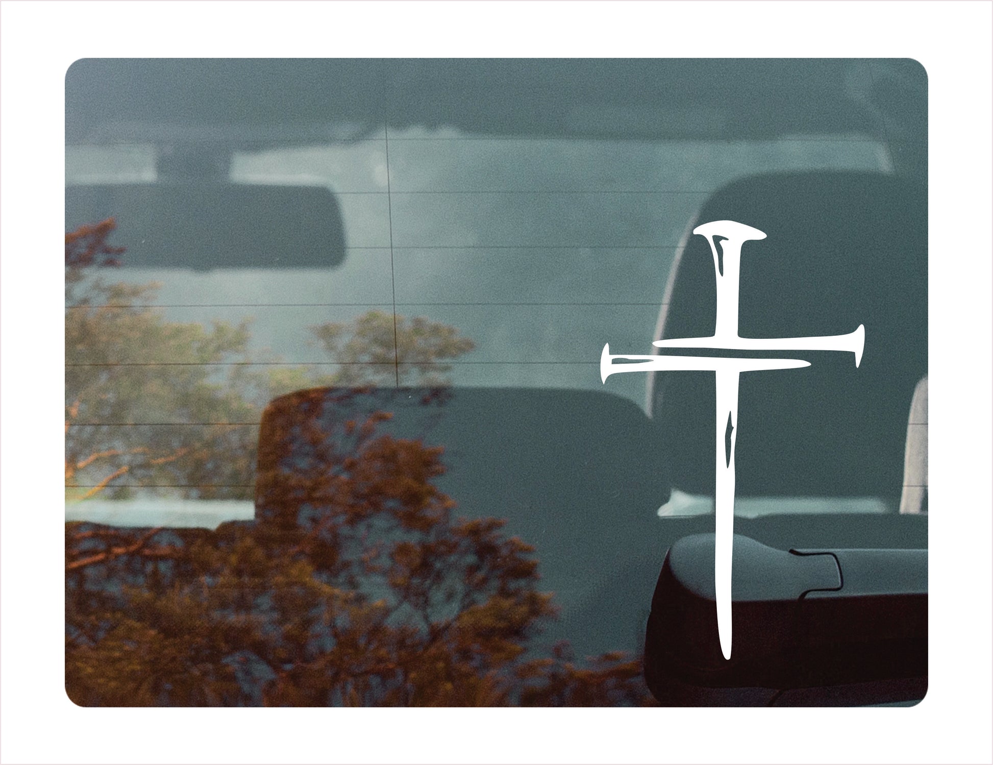 Nail Cross White Vinyl Decal Sticker
