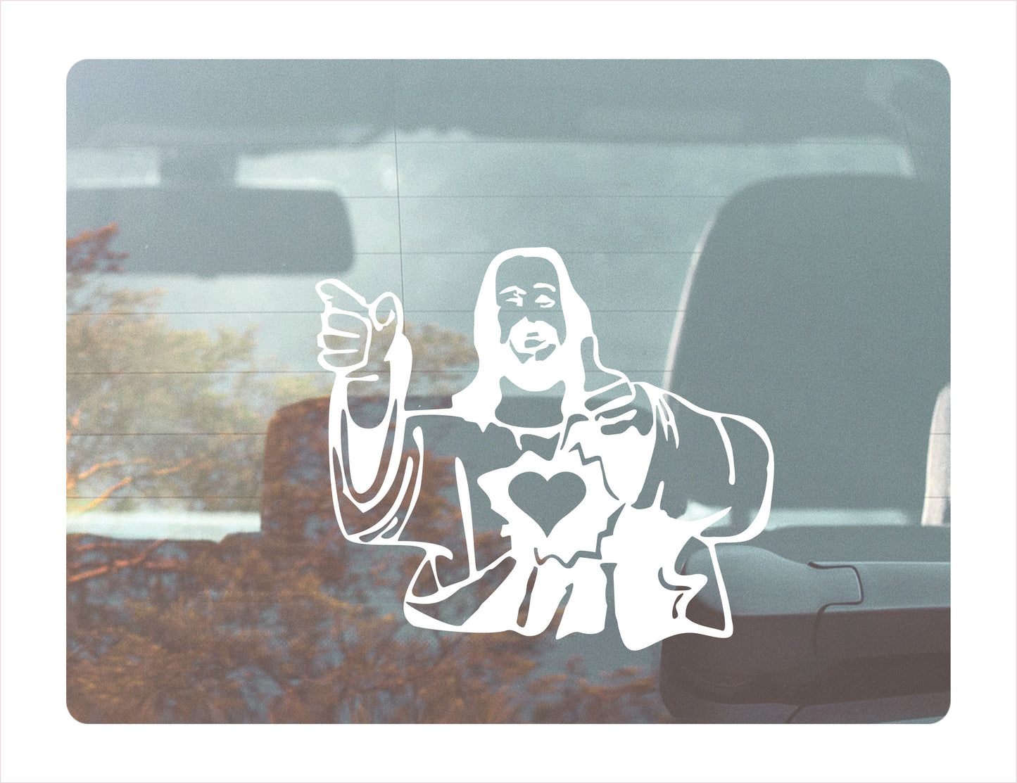 JESUS THUMB UP White Vinyl Decal Sticker