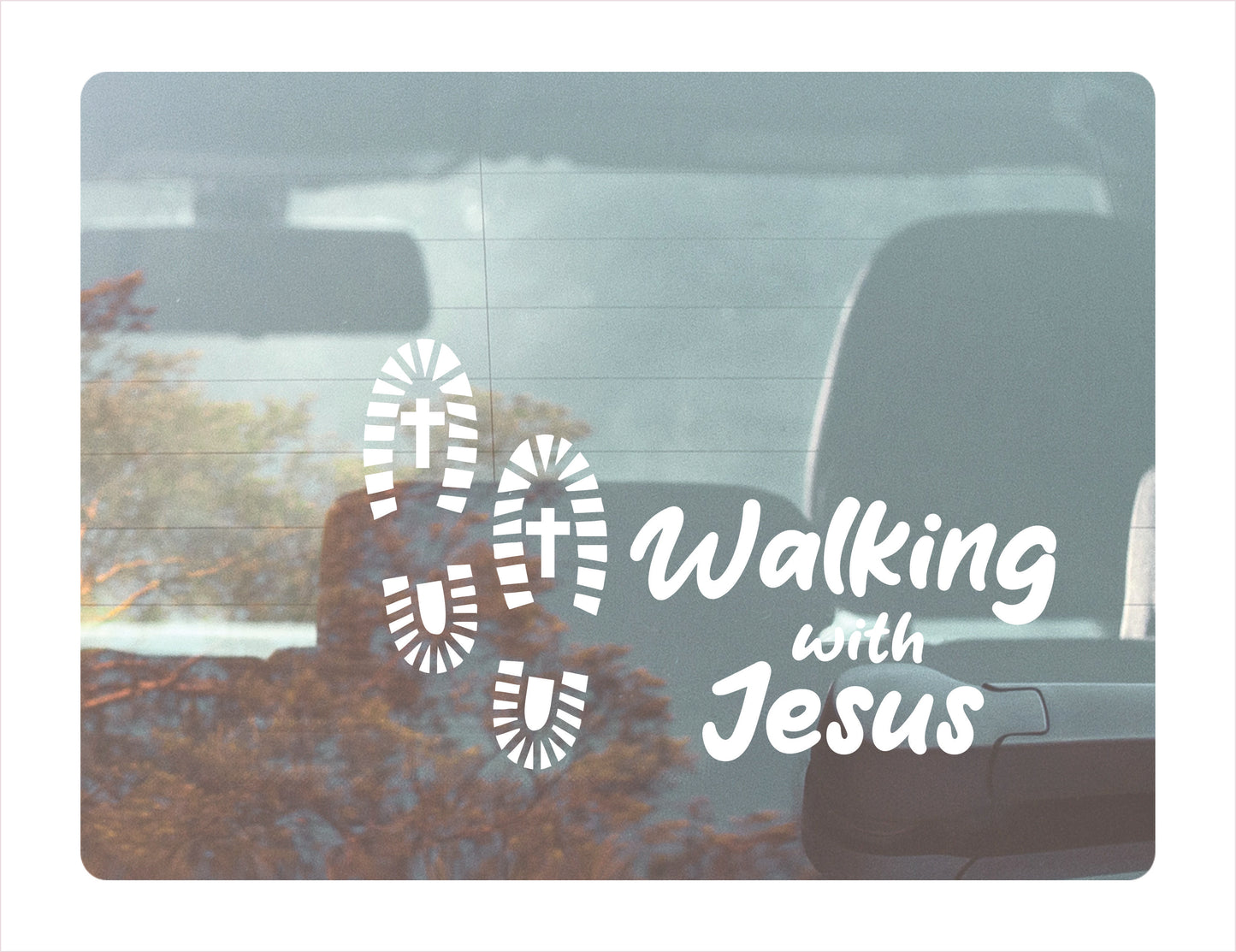 Walking with Jesus Cross Footprints Vinyl Decal Sticker FREE shipping