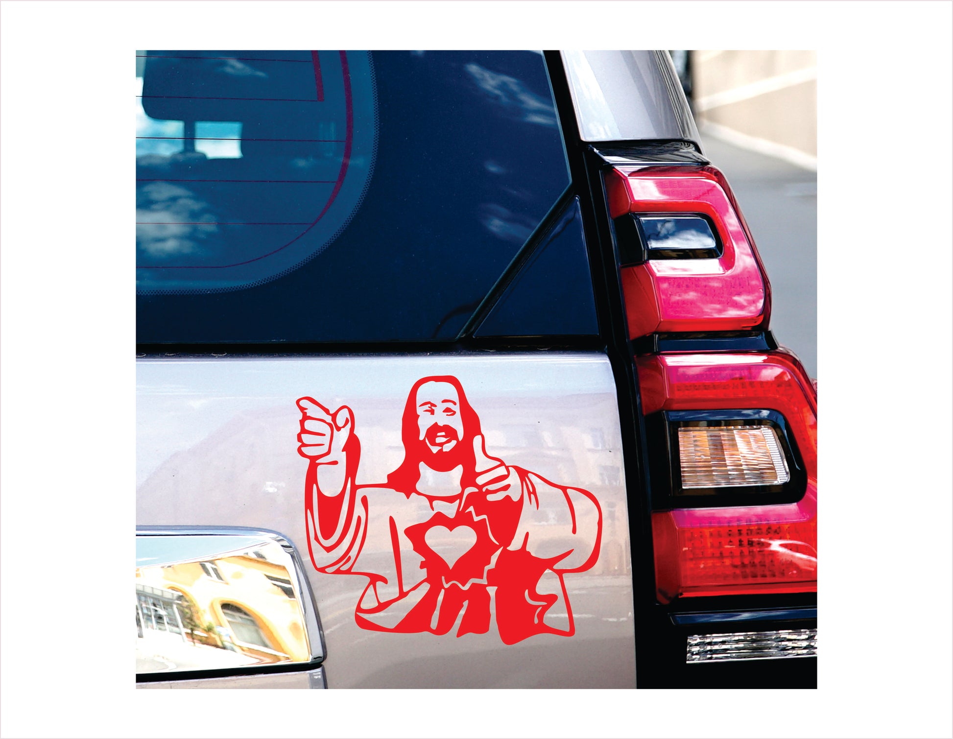 JESUS THUMB UP Red Vinyl Decal Sticker