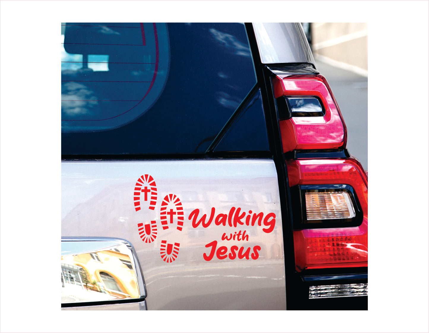 Walking with Jesus Cross Footprints Vinyl Decal Sticker FREE shipping