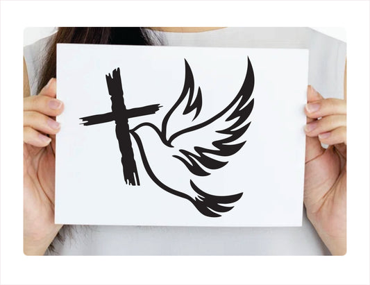 Jesus Cross Bird Black Vinyl Decal Sticker