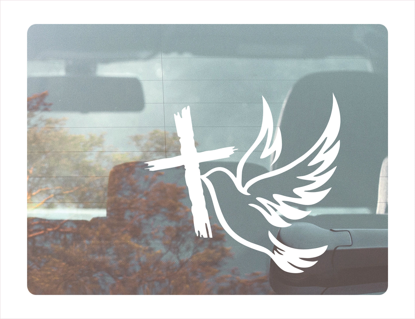 Jesus Cross Bird White Vinyl Decal Sticker