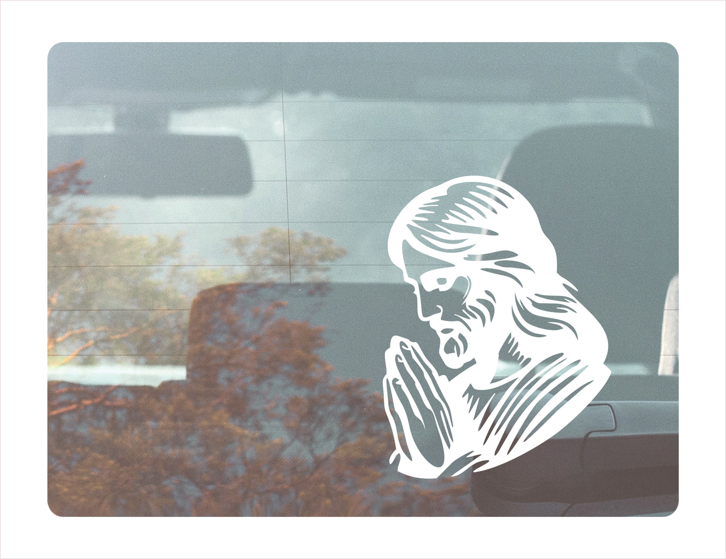 Jesus Pray White Vinyl Decal Sticker