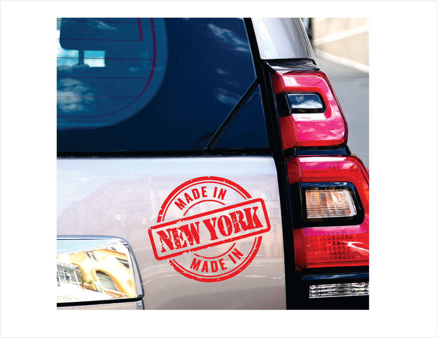 Made in New York red decal sticker
