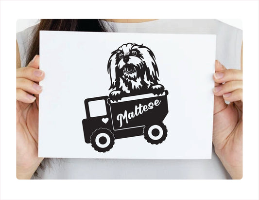 MALTESE DOG Truck Black Vinyl Decal Sticker