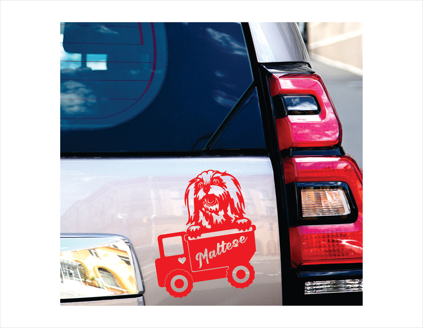 MALTESE DOG Truck Red Vinyl Decal Sticker