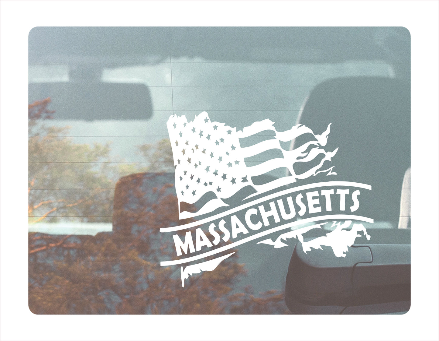 Massachusetts State Usa White Decal Sticker