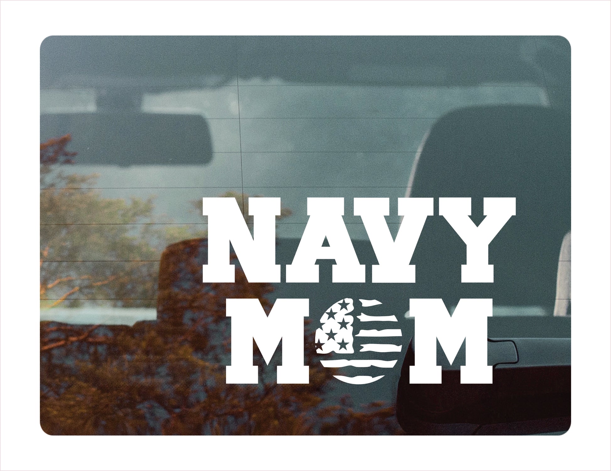 Navy Mom White Vinyl Decal Sticker