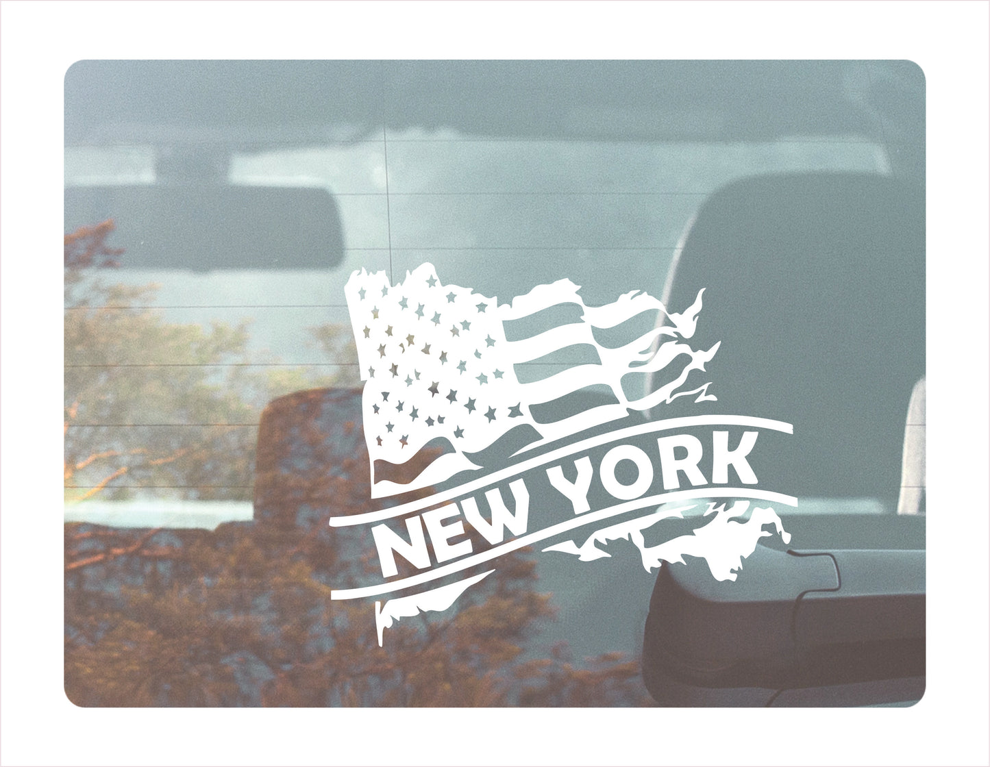 New York State Usa White Decal Sticker
