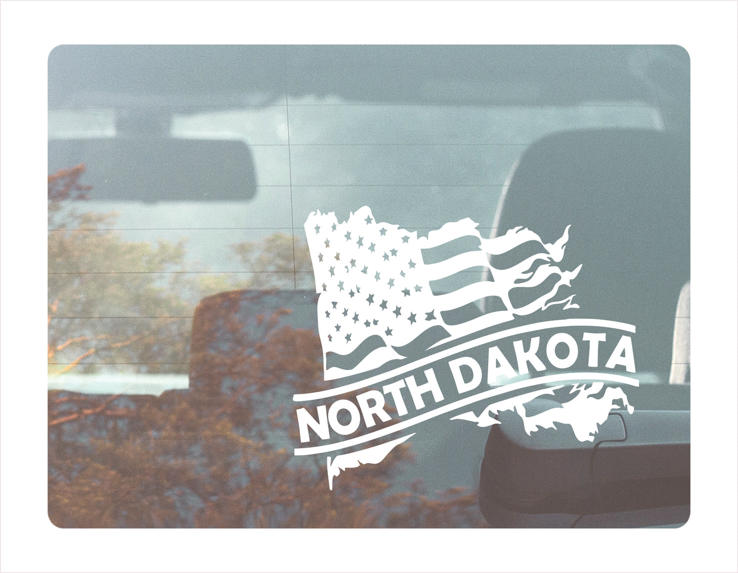 North Dakota State Usa White Decal Sticker