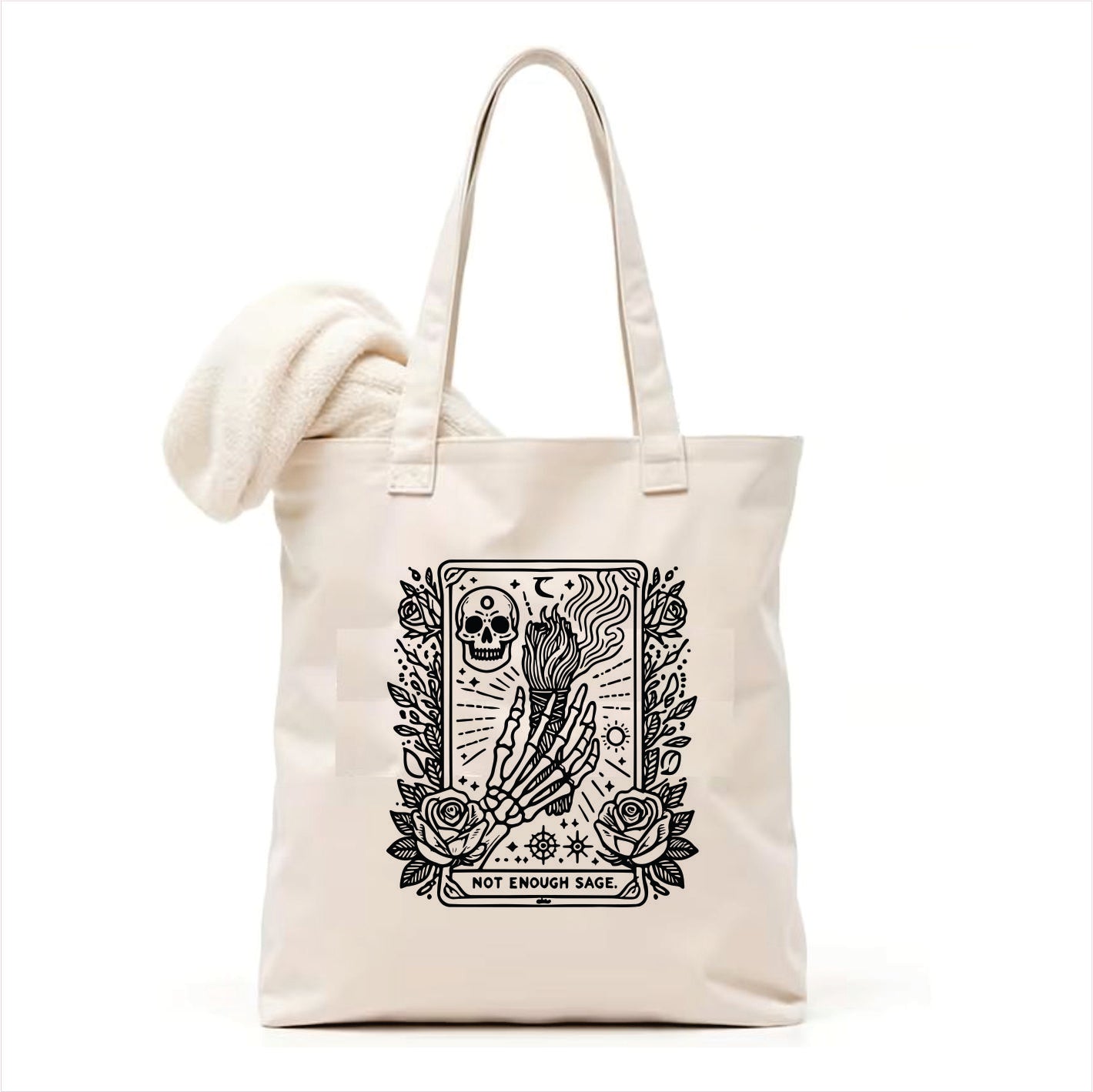 Not enough sage skull gothic tote bag 3