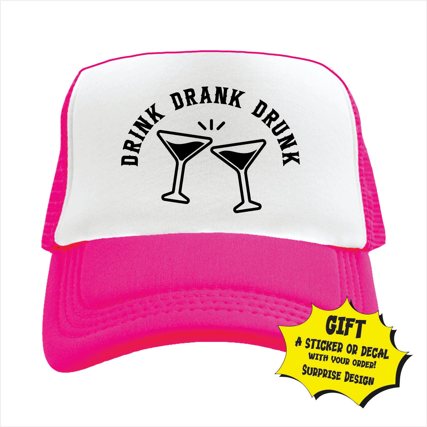Drink Drank Drunk Trucker Hat Cap