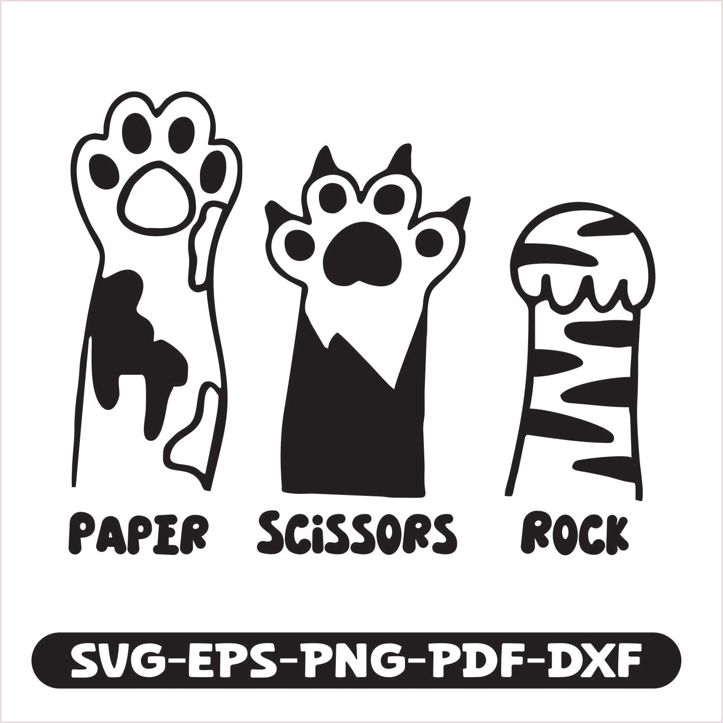 Paper Scissors Rock SVG EPS PNG PDF DXF Cutting File