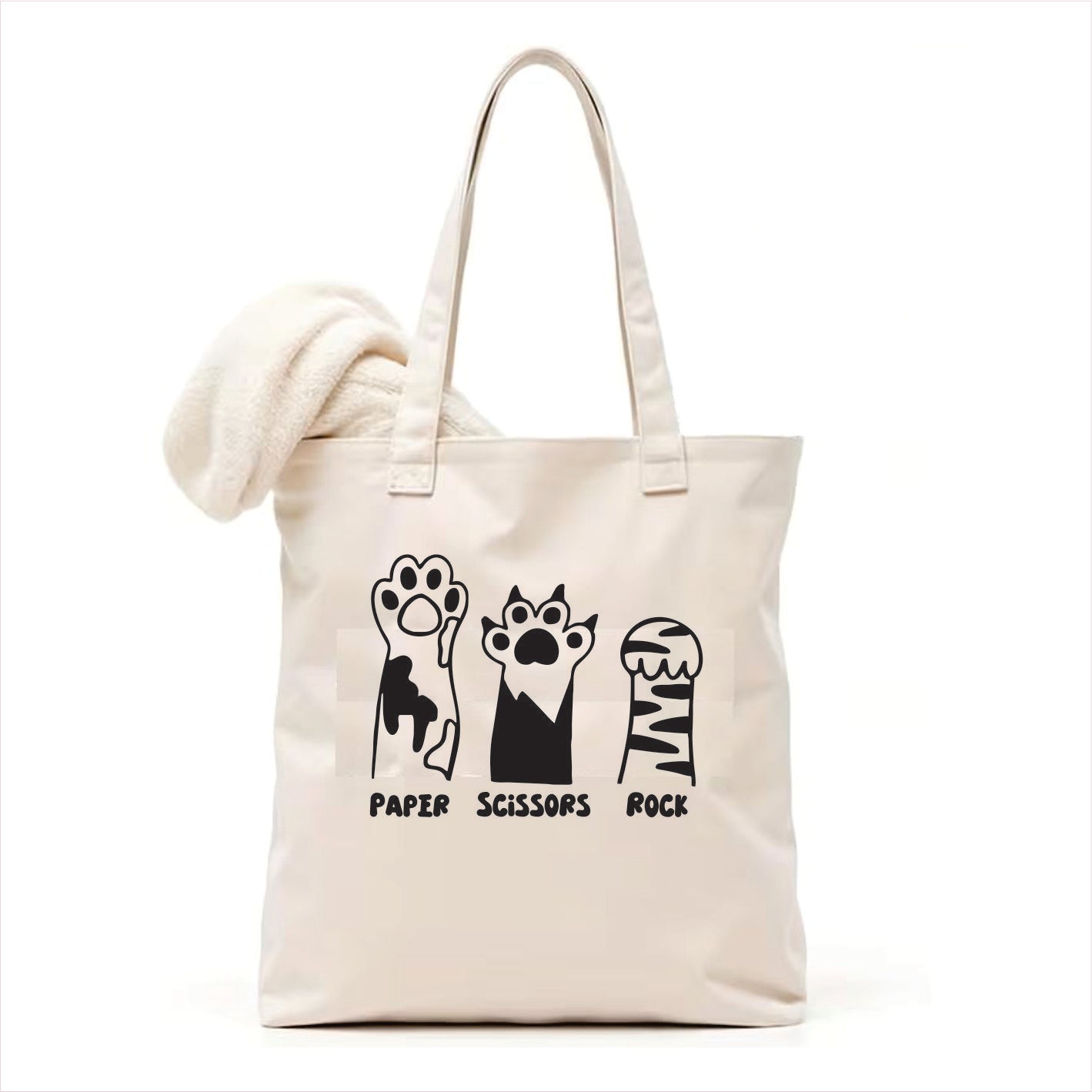 Paper scissors rock cat paw tote bag 3