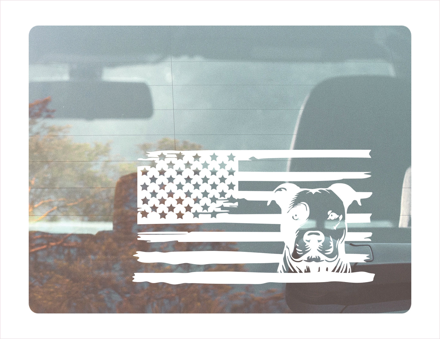 Pitbull Dog USA White Decal Sticker