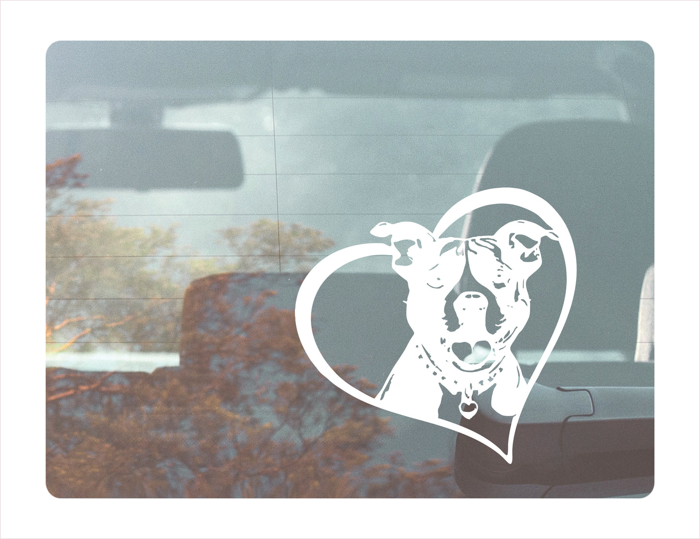 Pitbull Dog Heart White Decal Sticker
