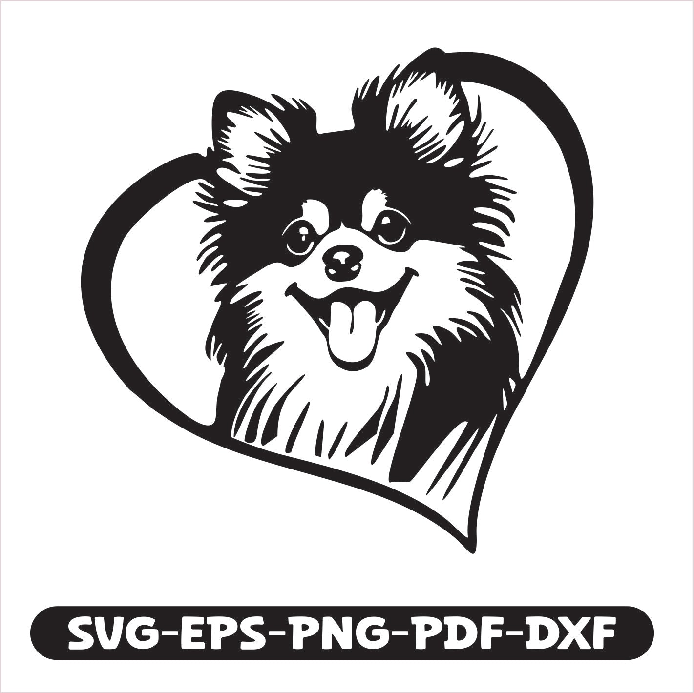 Pomeranian Heart SVG EPS PNG PDF DXF Cutting
