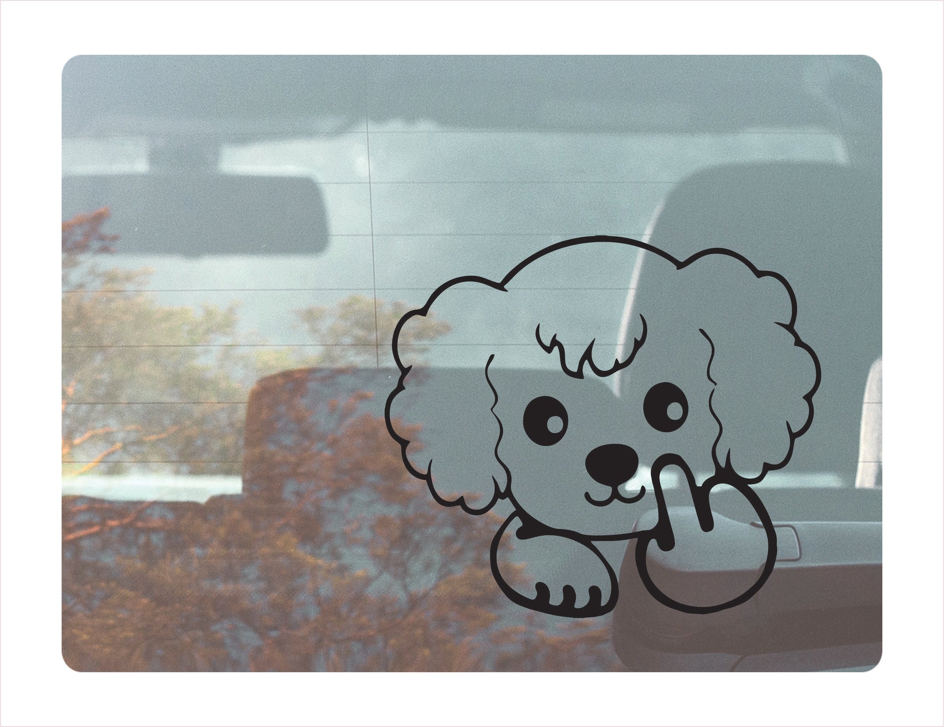 Poodle Dog Middle Finger Black Vinyl Decal Sticker