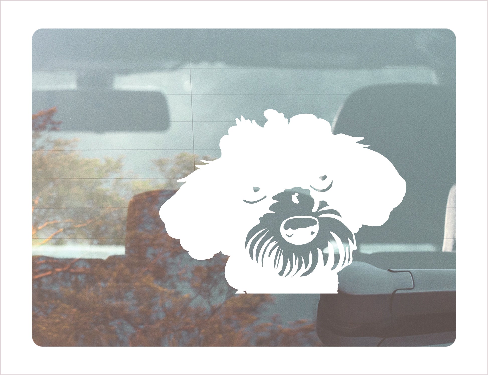 Cute poodle dog peeking White Vinyl Decal Sticker