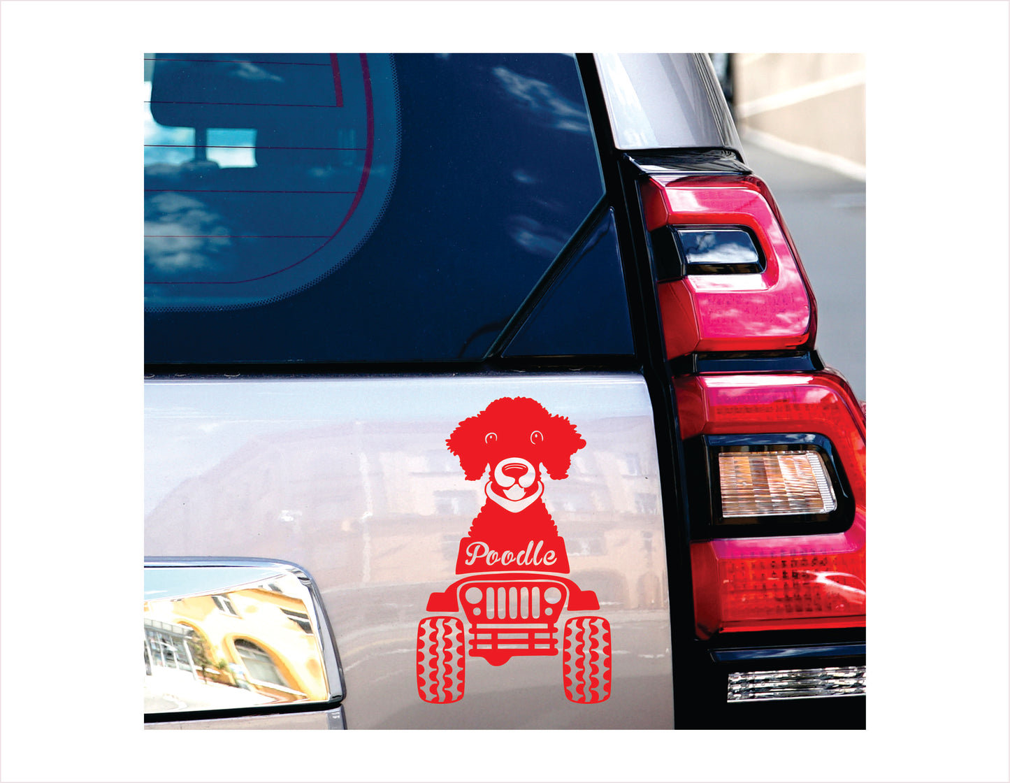 Poodle Dog Jeep Offroad Red Vinyl Decal Sticker