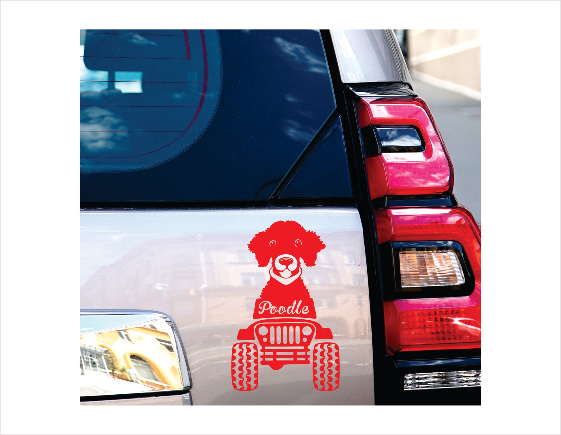 Poodle Dog Jeep Offroad Red Vinyl Decal Sticker