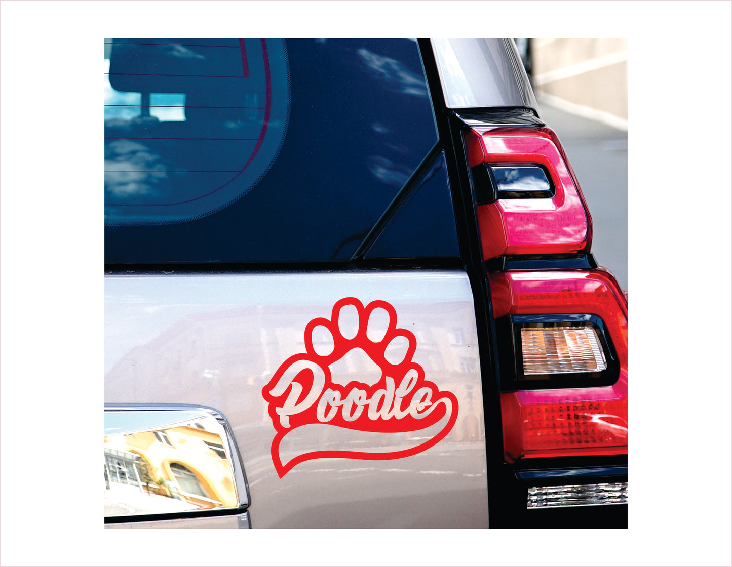 Poodle Paw Red Decal Sticker