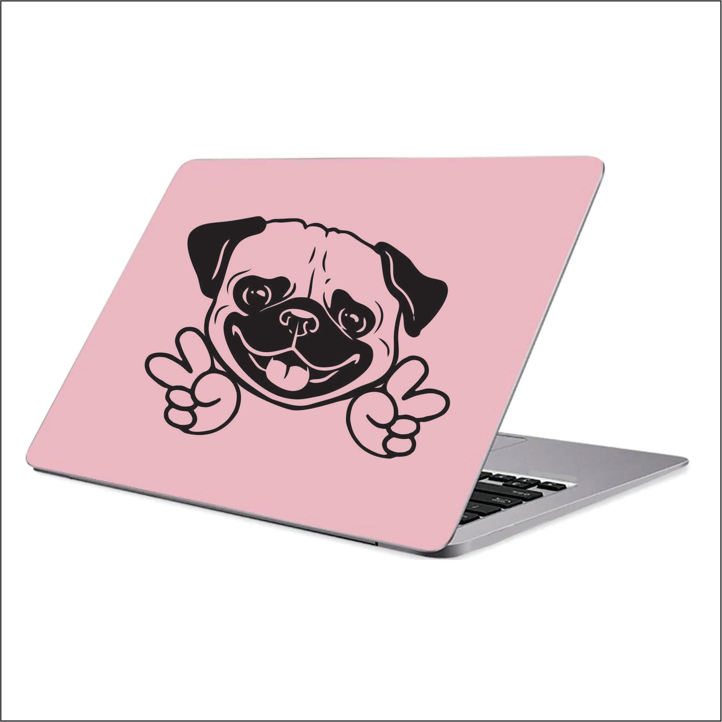Pug Peace Black vinyl Decal Sticker