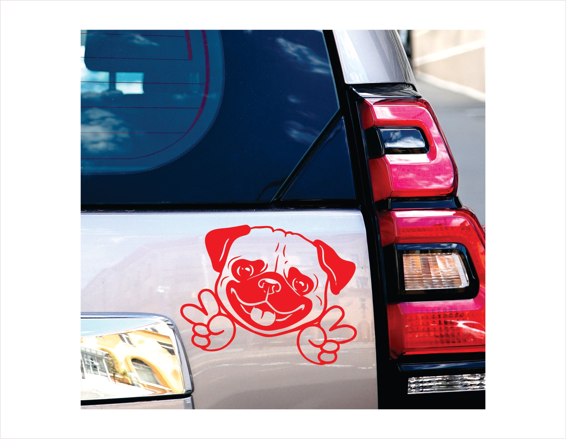 Pug Peace Red vinyl Decal Sticker