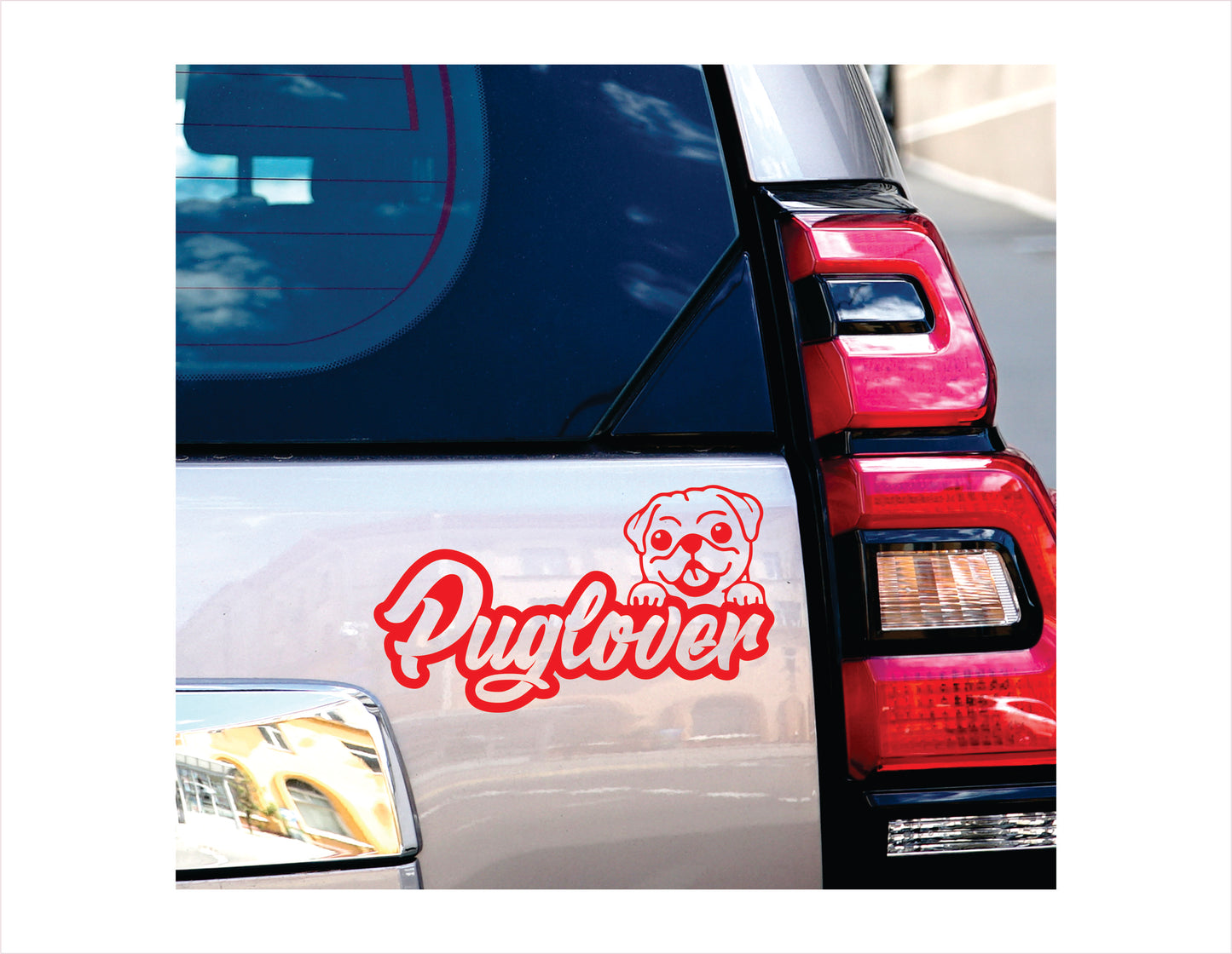 Pug Lover Red Decal Sticker