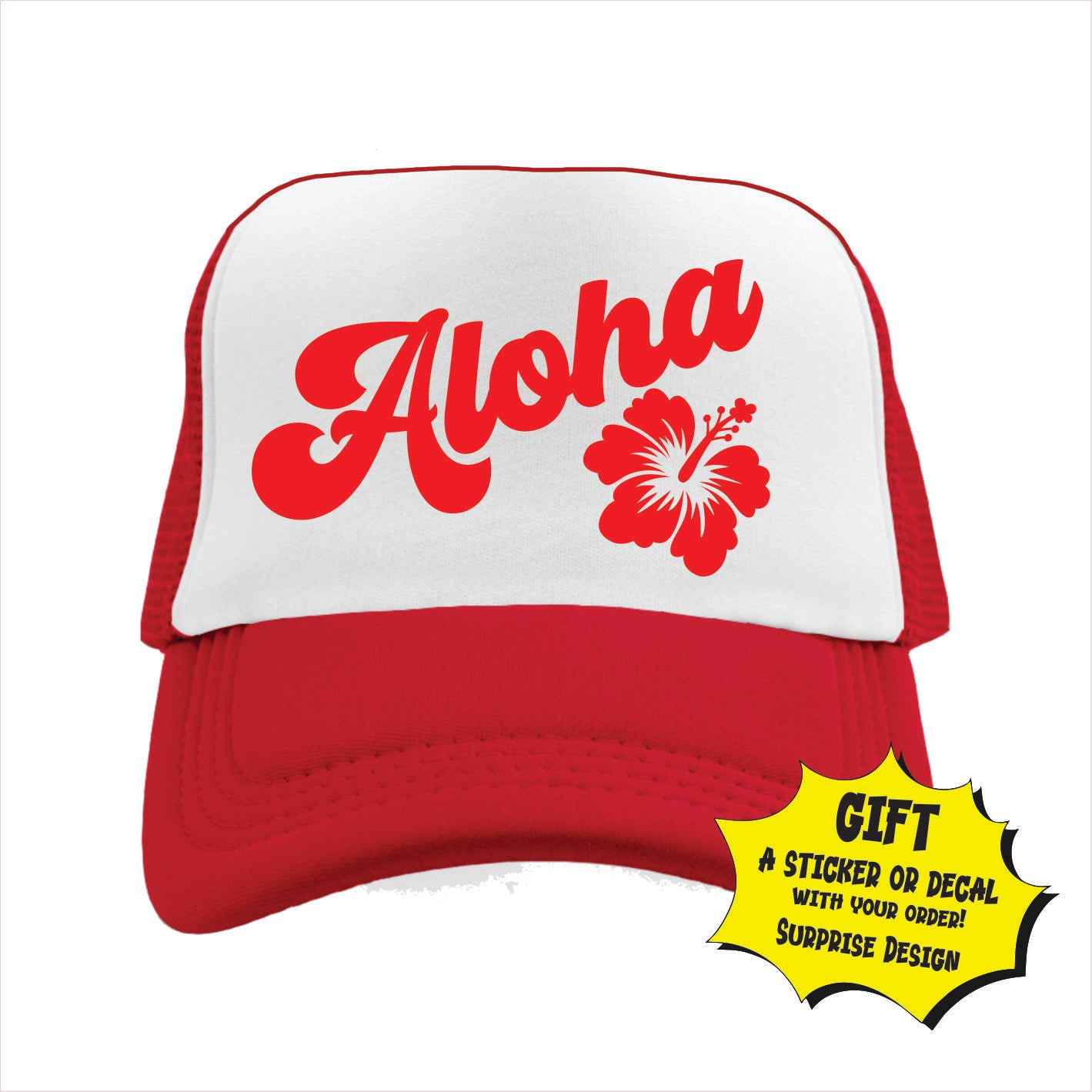 Aloha Hawaiian Flower Trucker Hat Cap