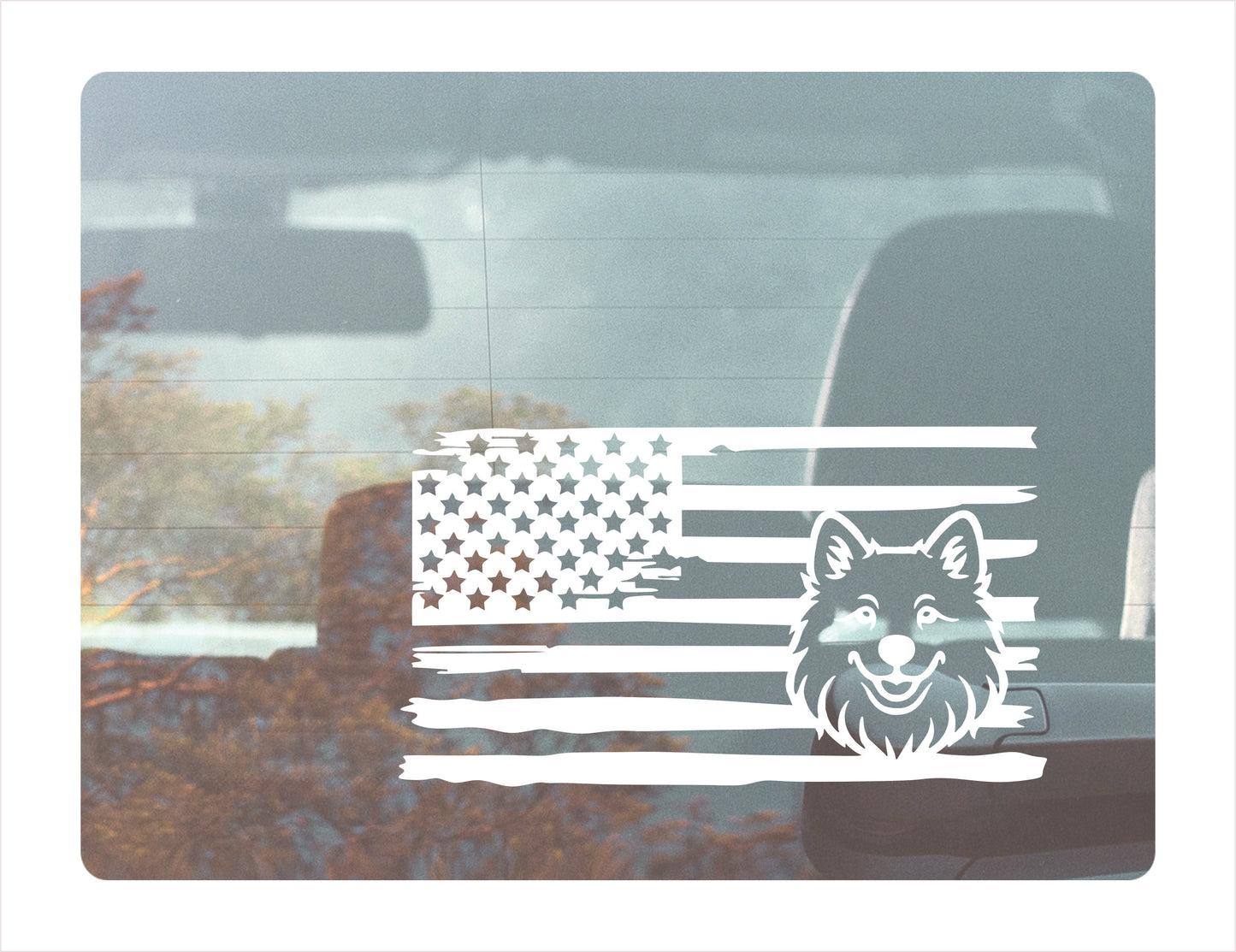 Samoyed Dog USA White Decal Sticker