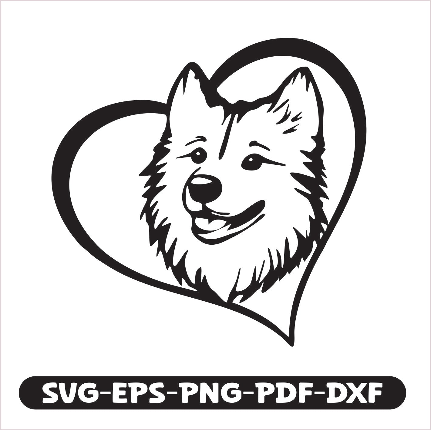 Samoyed Heart SVG EPS PNG PDF DXF Cutting