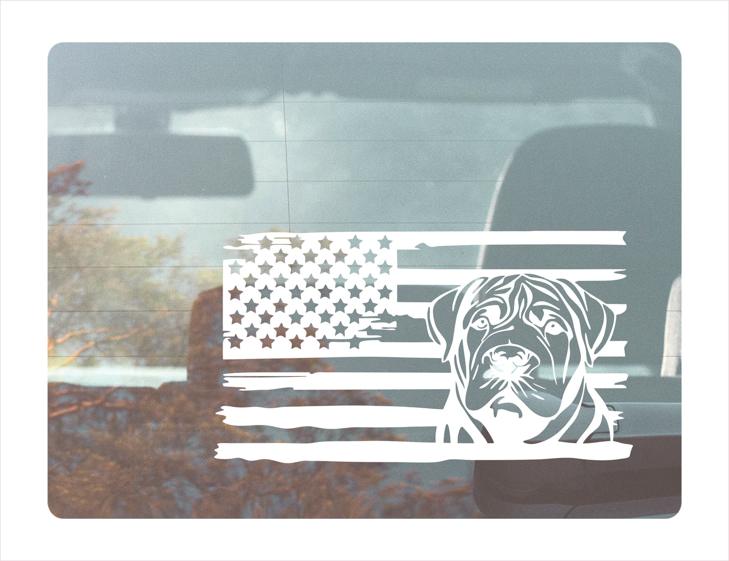 Shar Pei Dog USA White Decal Sticker