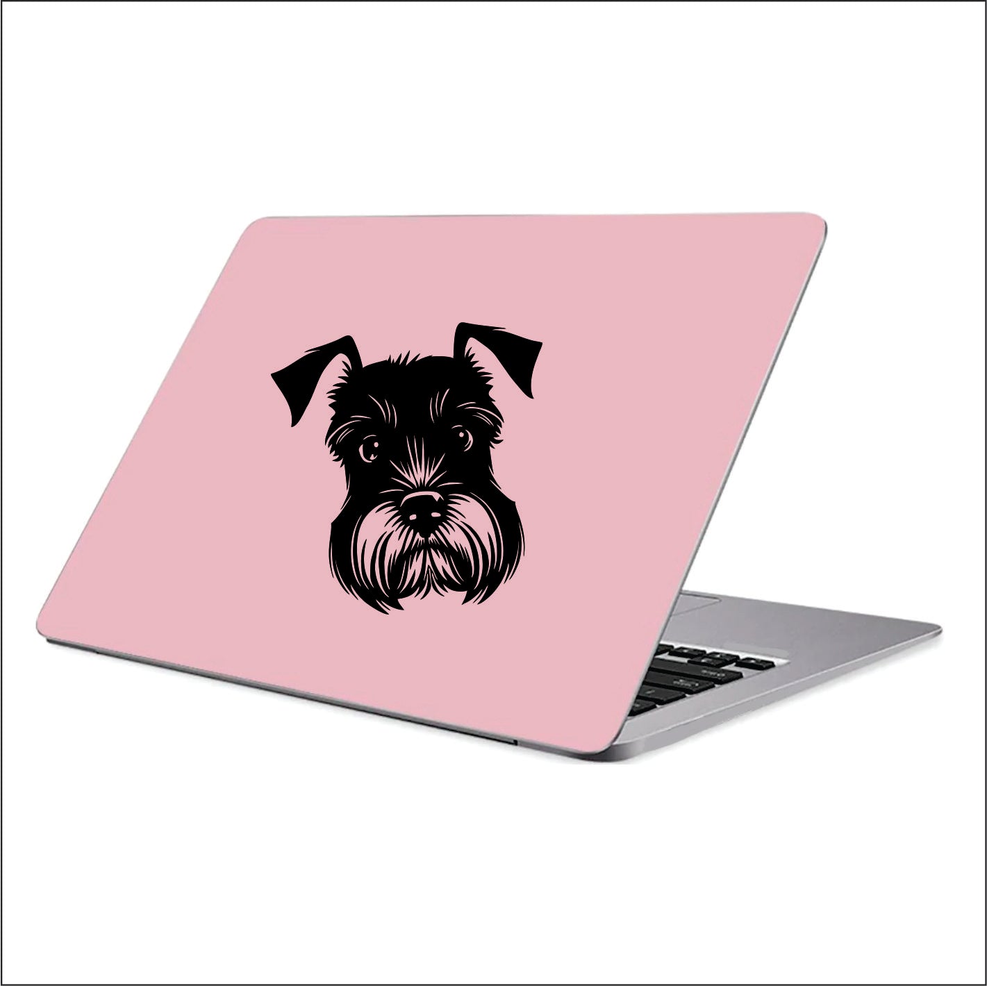 Schnauzer Dog face peeking Black Vinyl Decal Sticker