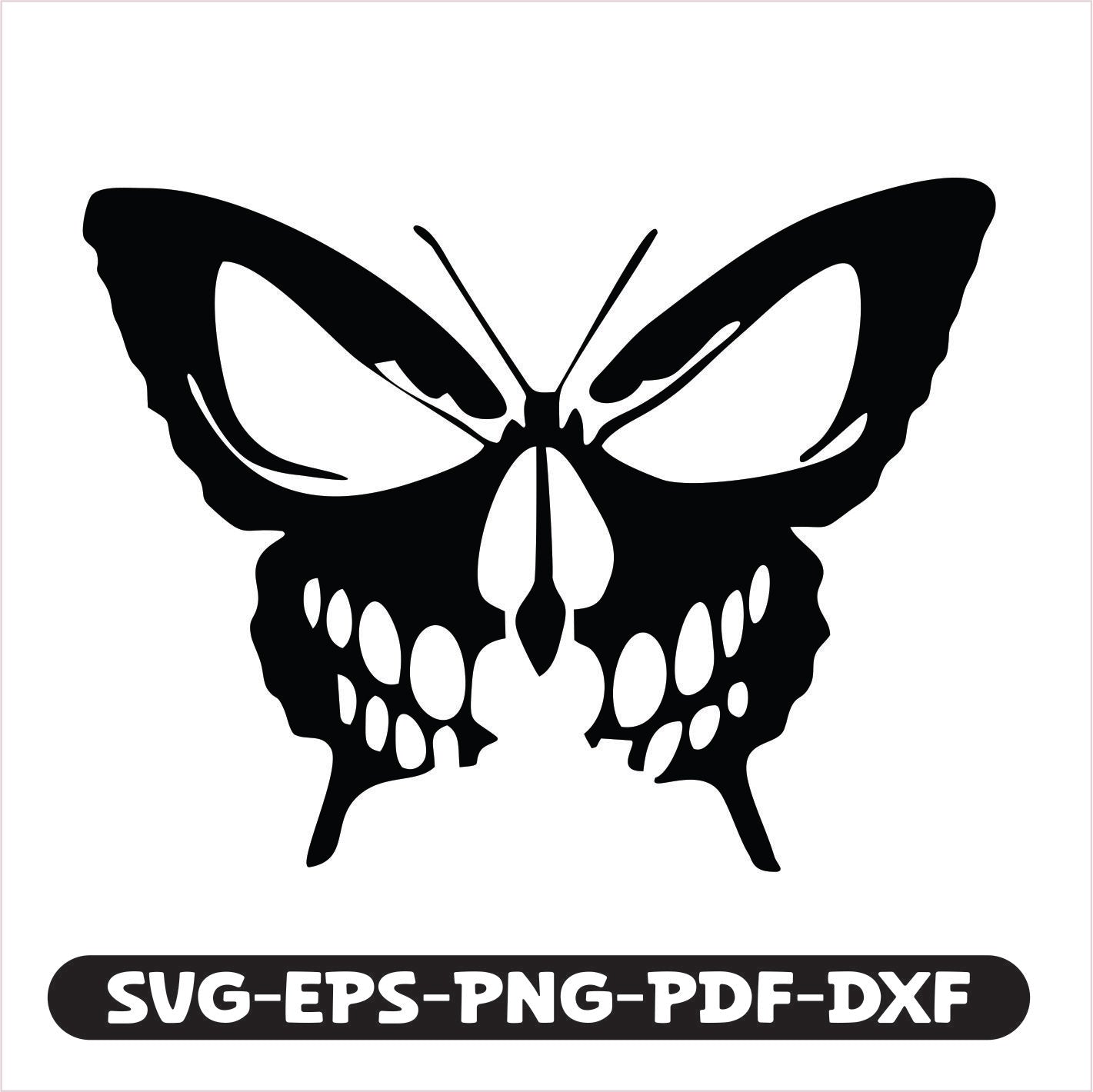 Skull Butterfly SVG EPS PNG PDF DXF Cutting File