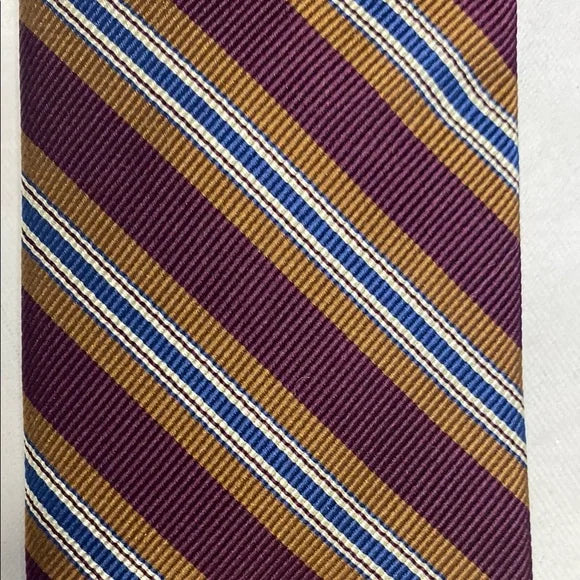 Pre-Owned Robert Talbott Brown & Blue Striped Silk Tie - Luxury Designer Neckwear