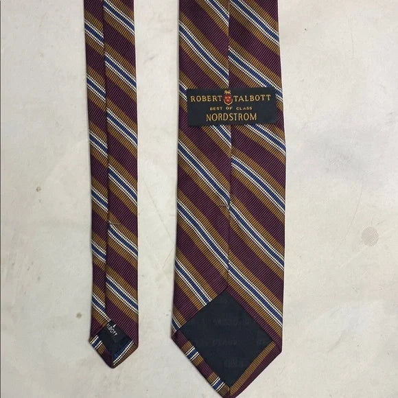 Pre-Owned Robert Talbott Brown & Blue Striped Silk Tie - Luxury Designer Neckwear