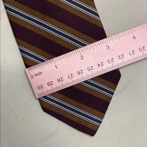 Pre-Owned Robert Talbott Brown & Blue Striped Silk Tie - Luxury Designer Neckwear