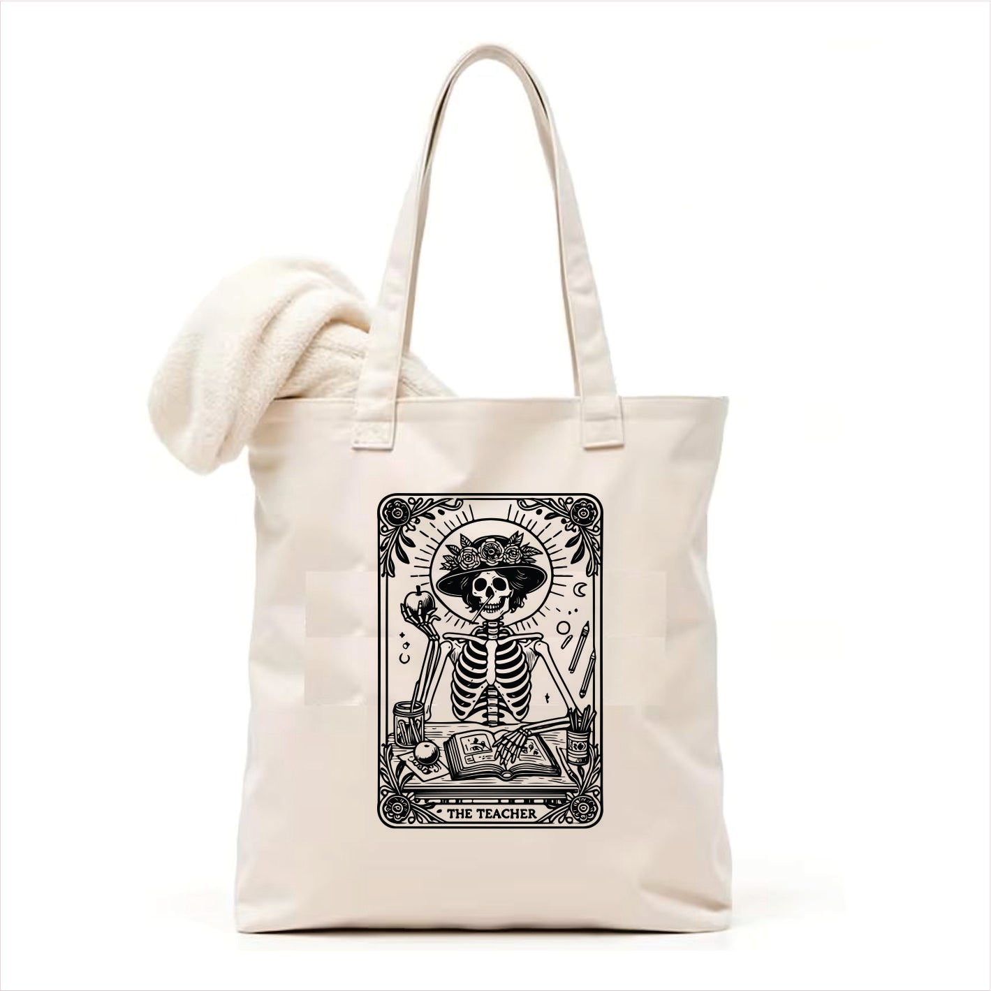 The teacher skull tarot tote bag 3