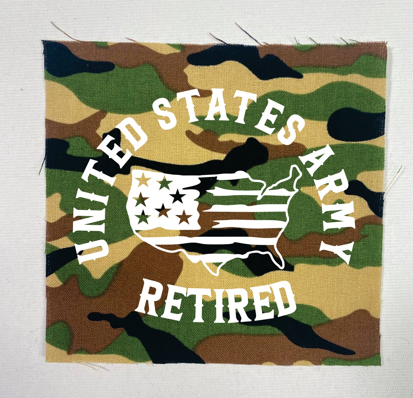 United States Army Retired Sew-On Patch Camo Military Pride Patch