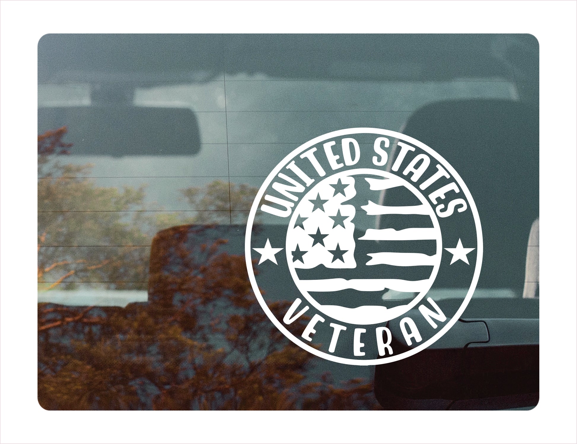 United States Veteran White Vinyl Decal Sticker