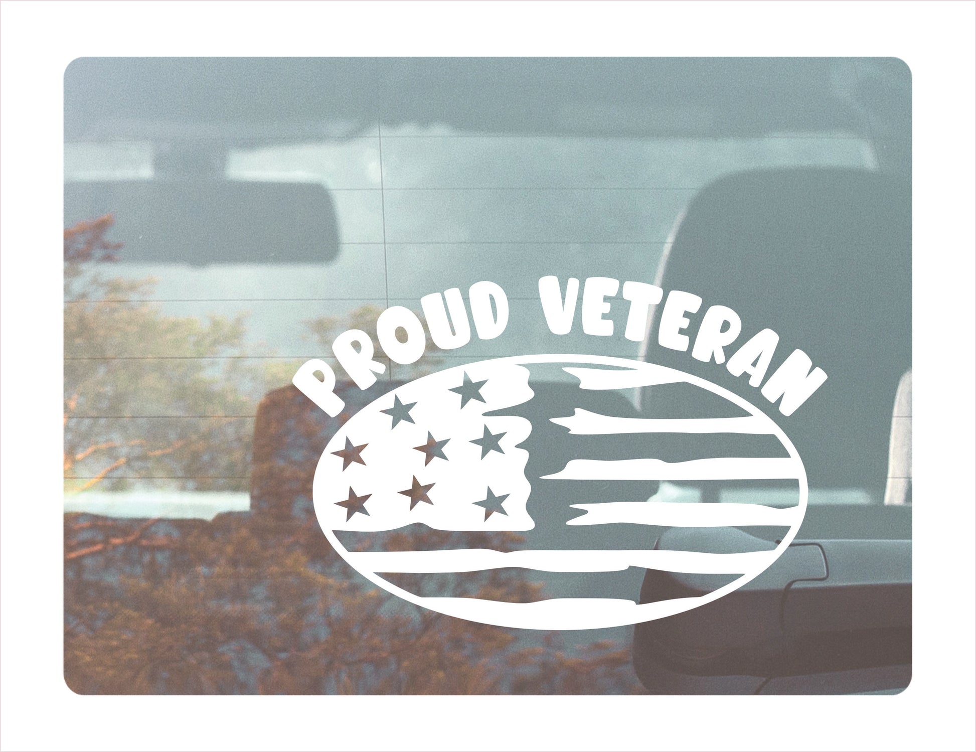 Proud Veteran White Vinyl Decal Sticker