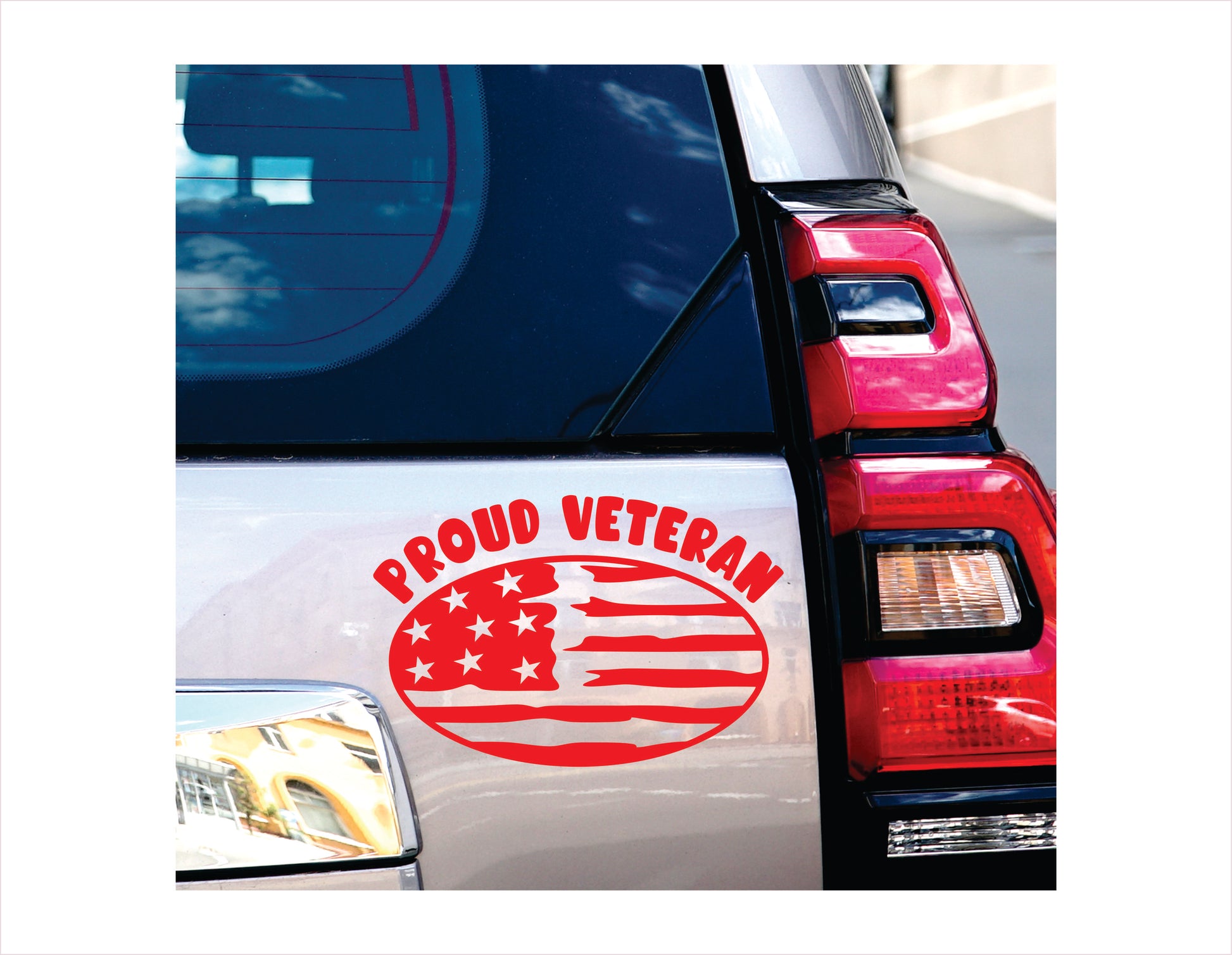 Proud Veteran Red Vinyl Decal Sticker
