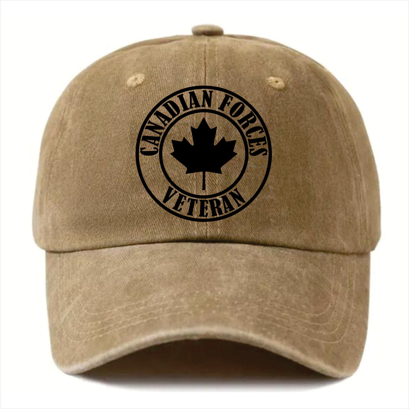 khaki cap with 'Canadian Forces Veteran' logo on a white background