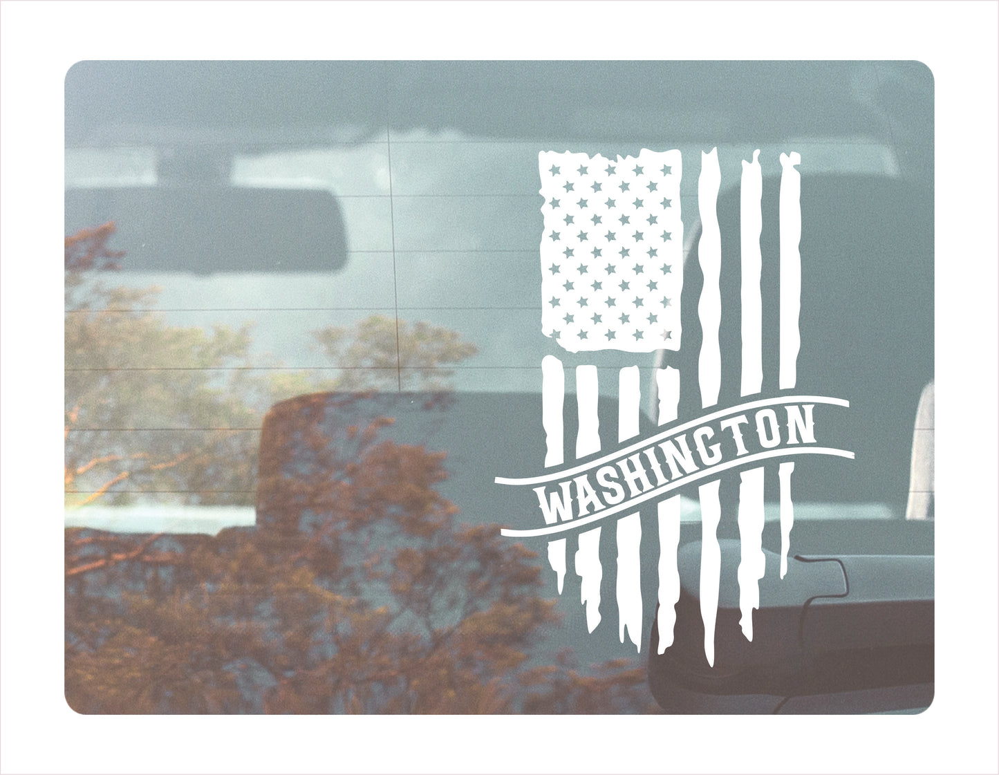 Washington Flag Usa White Decal Sticker